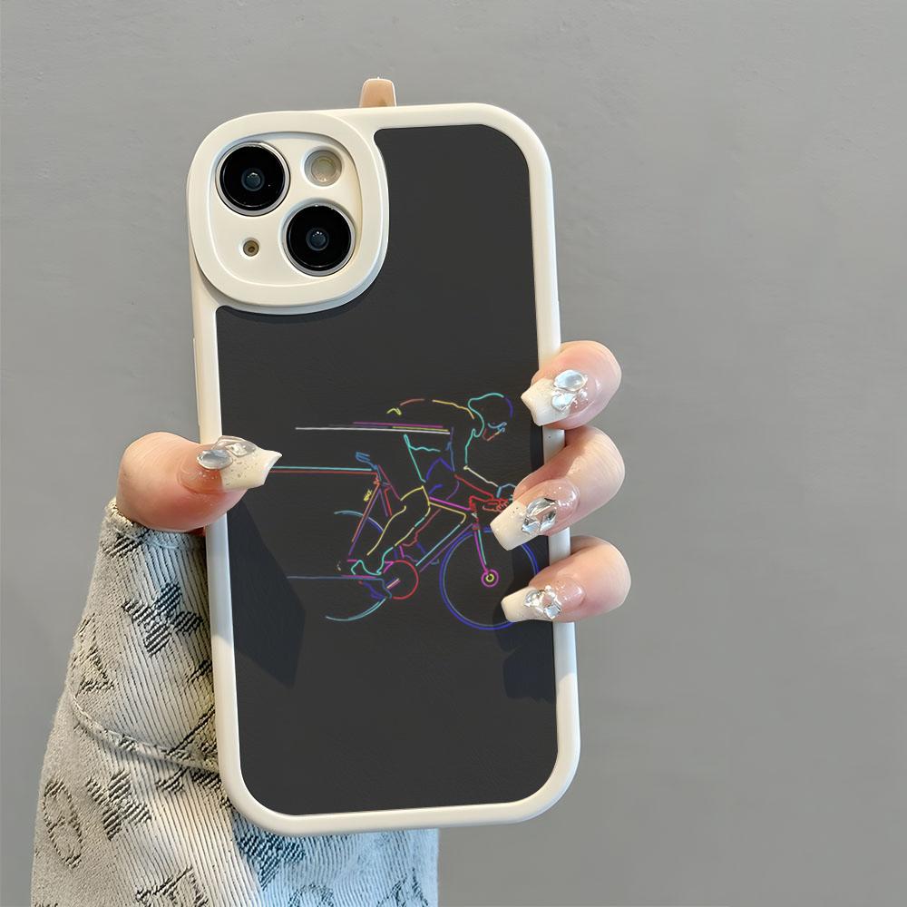 

BIKE Cycling Art Phone Case New 2025 Lambskin Silicone For IPhone 16 15 14 11 12 13 Pro Max Mini X XR XS 8 Direct Selling Plus F iPhone15