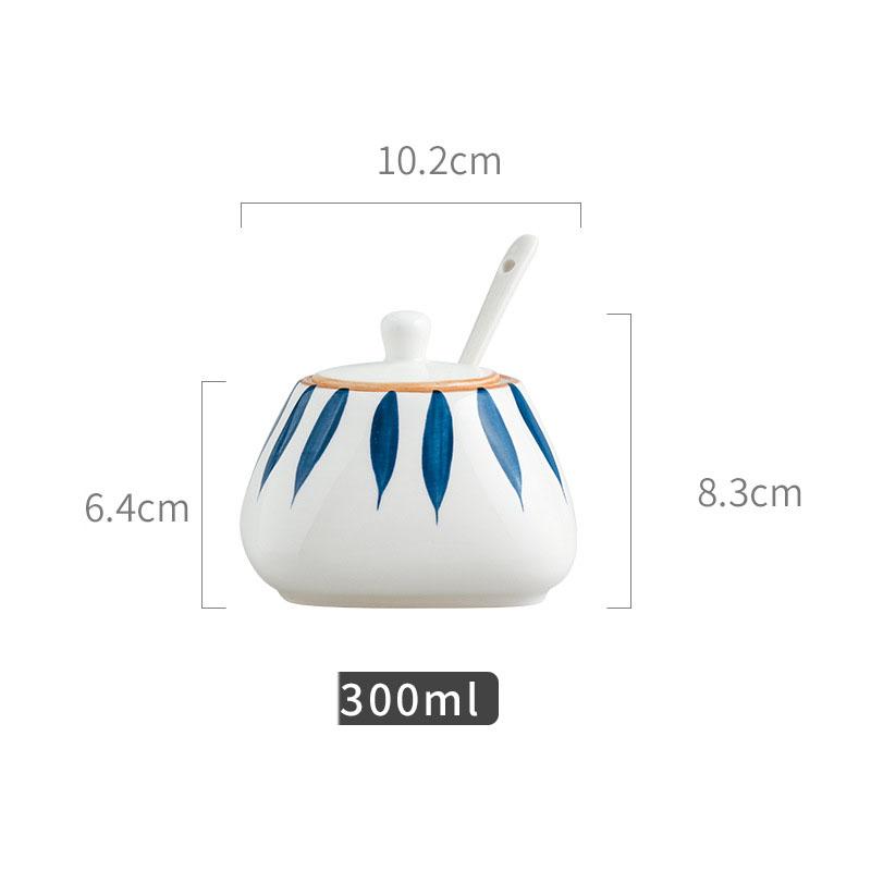 Japanese Style Ceramic Seasoning Pot Set Kitchen Salt Shaker Seasoning Box Seasoning Bottle Sugar MSG Seasoning Pot