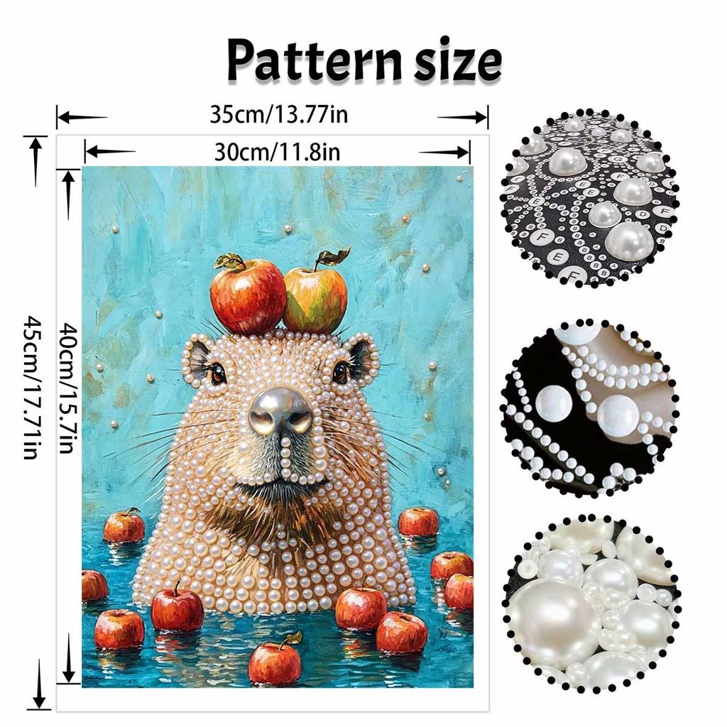 DIY Pearl Painting Canvas Cute Animal Design Shiny 3D Bead Art Kit Creative Leisure Craft for Living Room Wall Decor