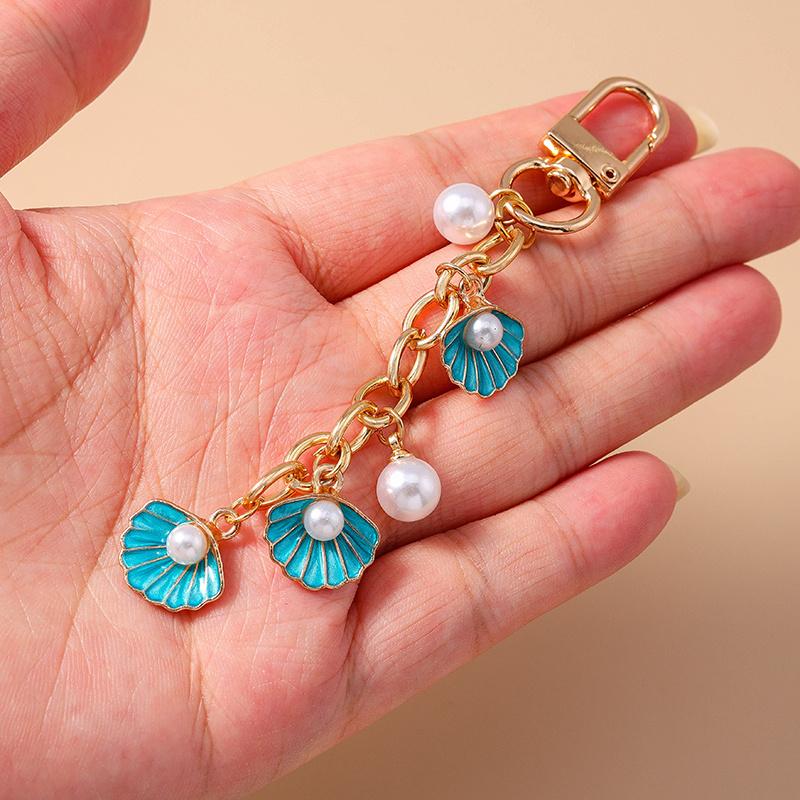 Aihua Cute Keychain Y2K Summer Beach Pearl Shell Key Chains For Women Girls Handbag Pendants Keyring Ocean Vacation Jewelry Gift
