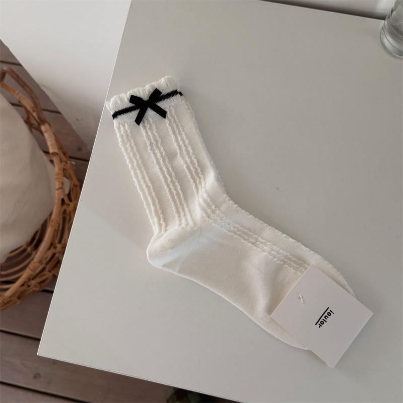 

Sweet Girl Bow Boneless Socks Spring and Summer Gentle Ballet Style Stockings Bubble Mouth Pile Socks 1 pair білий