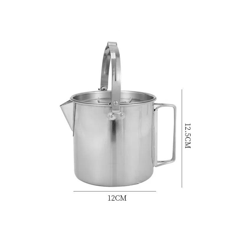 

Outdoor Stainless Steel 1.2L Kettle Portable Lightweight Boiling Water and Tea Cooking Utensil for Camping and Picnicking