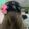 Hibiscus Butterfly Orchid Knitted Hairband Hollow Out Rhinestone Chain Headscarf  Men