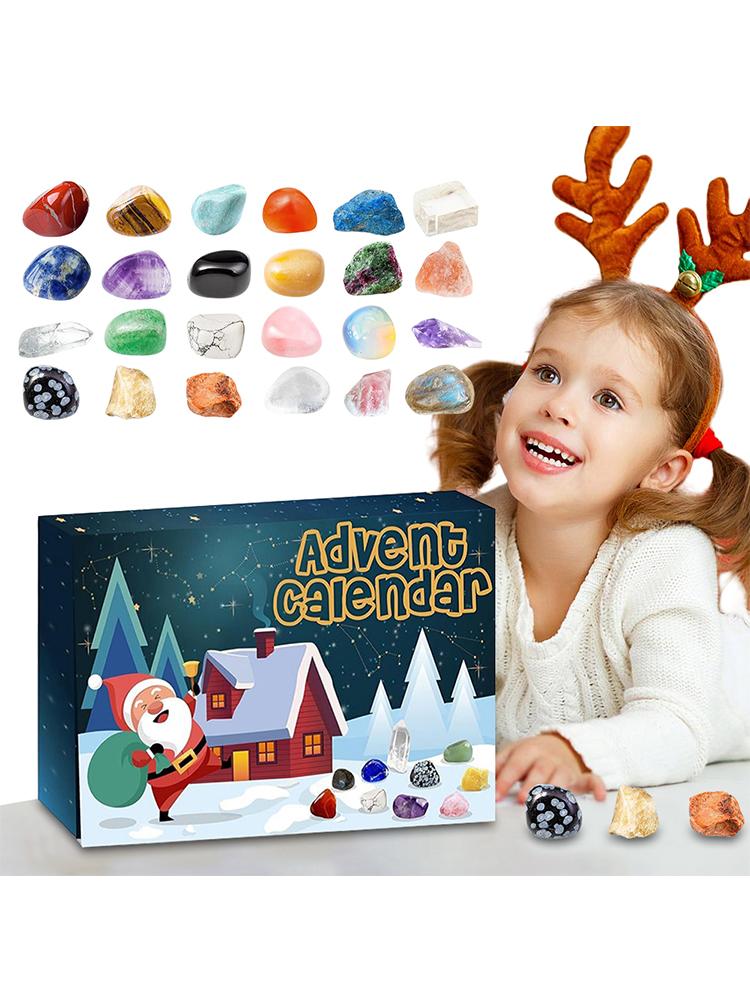 Advent Calendar Countdown Calendar Natural Crystal Gemstones Halloween Countdown Box Gift for Boys Girls Teens Adults