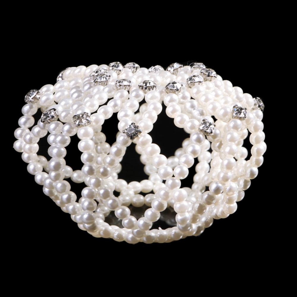 Ladies Girls Handmade Snood Crochet Crystal Dancing Hair Bun Bun Net Pearl Hair Nets Headwear