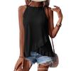 Women Summer Halter Neck Eyelet Embroidery Ruffle Hem Casual Sleeveless Blouse
