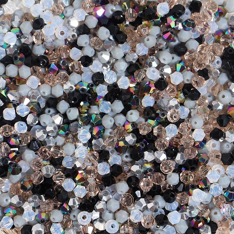 200pcs/Lot Mixed Color 4mm Bicone Beads for Jewelry Making Faceted Glass Beads Shiny Crystal Beads Loose Beads DIY Bracelet