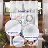 No Hook shells pattern Shower Curtain With Snap-in Fabric Liner, Sheer Top Window, Waterproof Double Layer Bathtub curtain