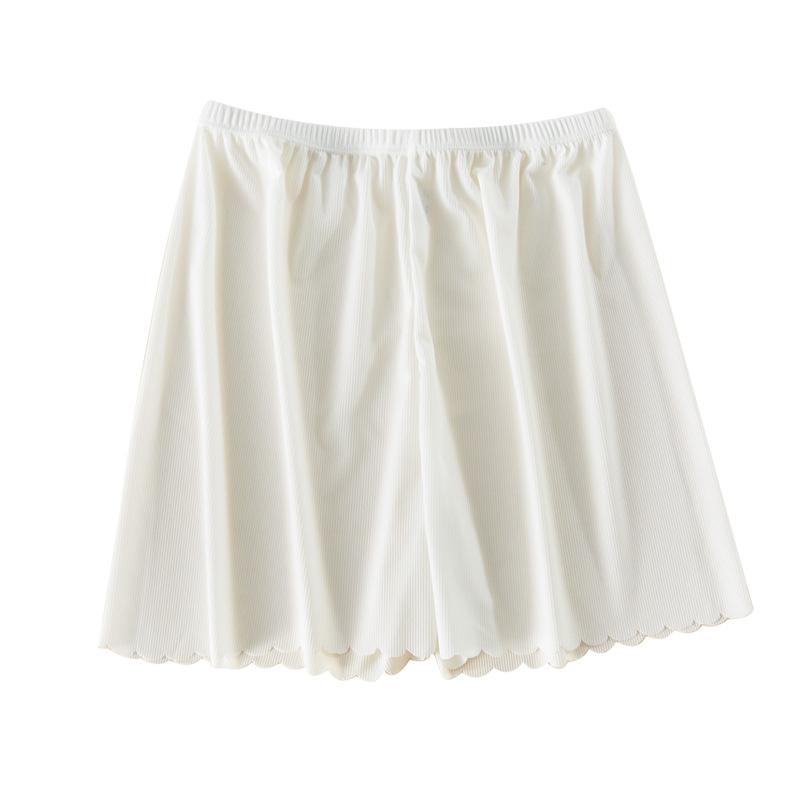 Summer Ice Silk Safety Pants for Women Fashion Wavy Threaded Home Bottoms Anti-exposure No Curling Outside Three-quarter Shorts