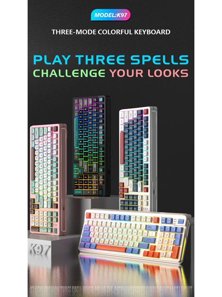 Panson K97 Dreifarbige leuchtende Gaming-Kabeltastatur - Mechanisches Gefühl für Desktop-Computer.