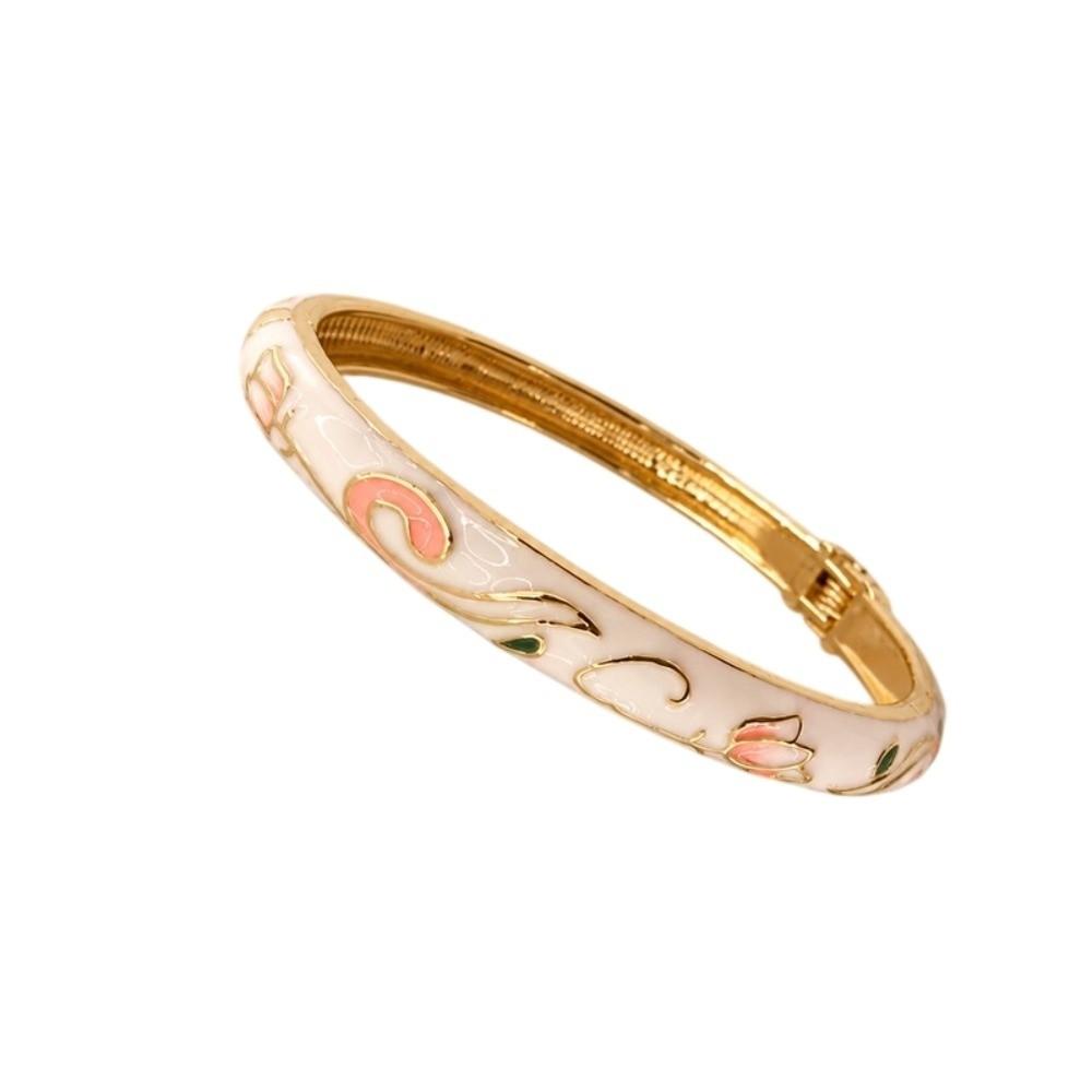 Enamel Vintage Cloisonne Bangle Colorful Women's Hand Bracelet Bohemian Tulip Flower Bangle Girls