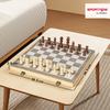 15 Inch Chess Set, Foldable Chess and Draughts Set, Brown