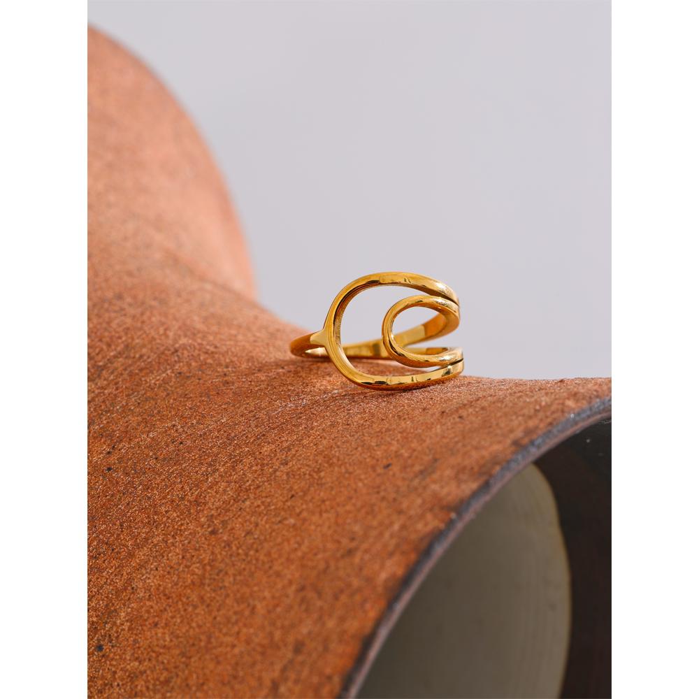Yhpup Minimalist Stainless Steel Hollow Geometric Golden Ring for Women 18K PVD Plated Arrivals Jewelry Recommend