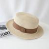 French flat-top sun-protection hat for women, summer beach vacation sunshade hat, internet celebrity woven wide-brim fresh top hat