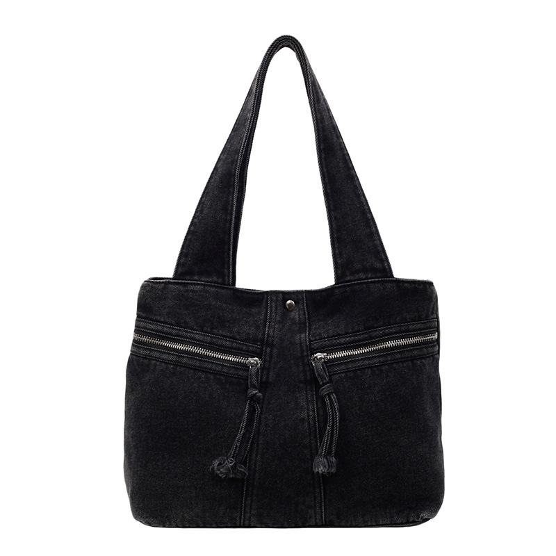 

Retro large-capacity bag women s new fashion casual shoulder underarm bag commuter tote bag чёрный