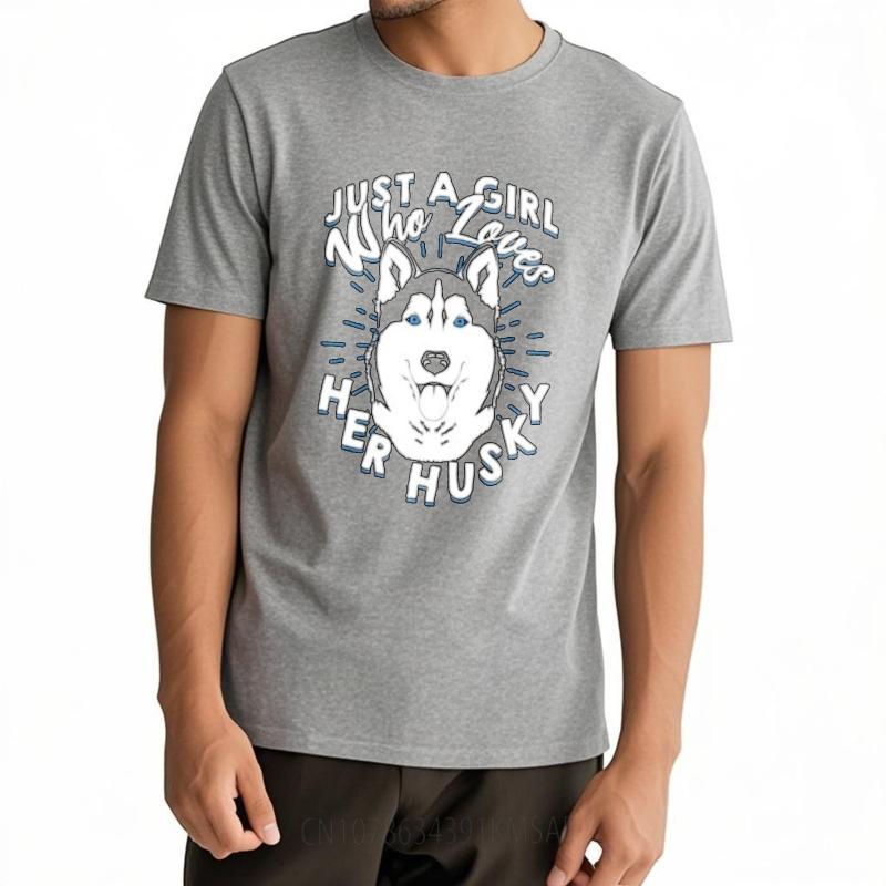 New Arrived Oneck Tshirt Streetwear Just A Girl Who Loves Her Husky Trendy For Her Tee Shirt Soft Cotton Tee Essential Tee