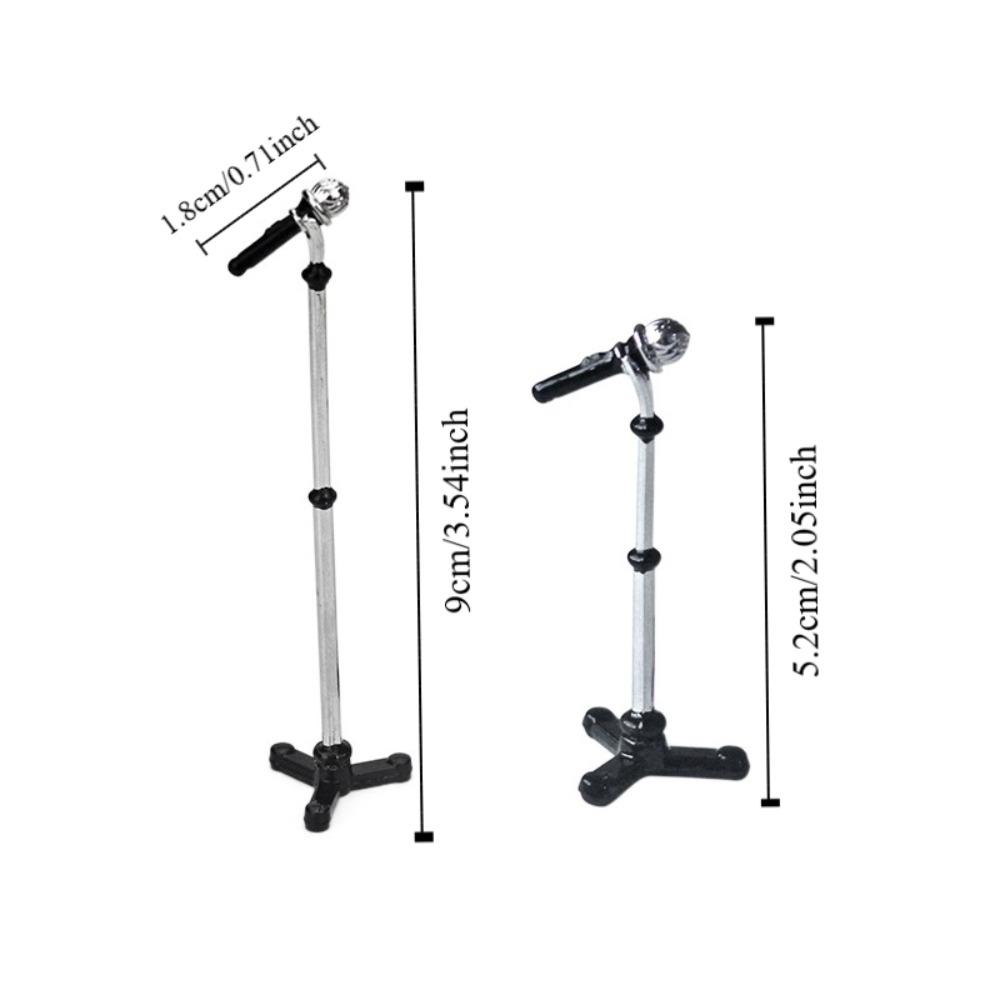 Micro Landscape Mini Microphone Model Zinc Zinc Alloy 1:12 Dollhouse Accessories Microphone Stand  Kids