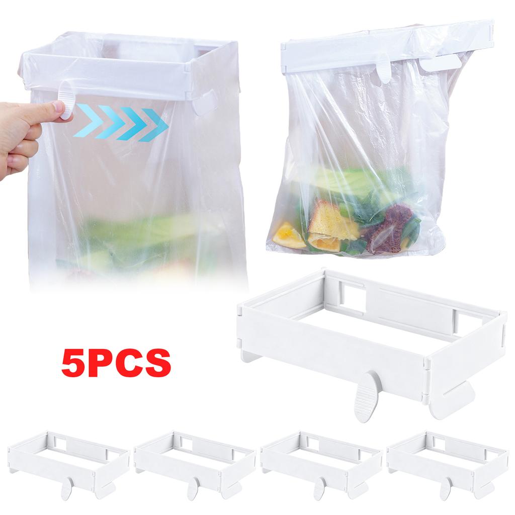 Folding Garbage Bag Organizer with Fixing Buckle Portable Garbage Holder Space-Saving for Kitchen Cabinets Doors Cupboards