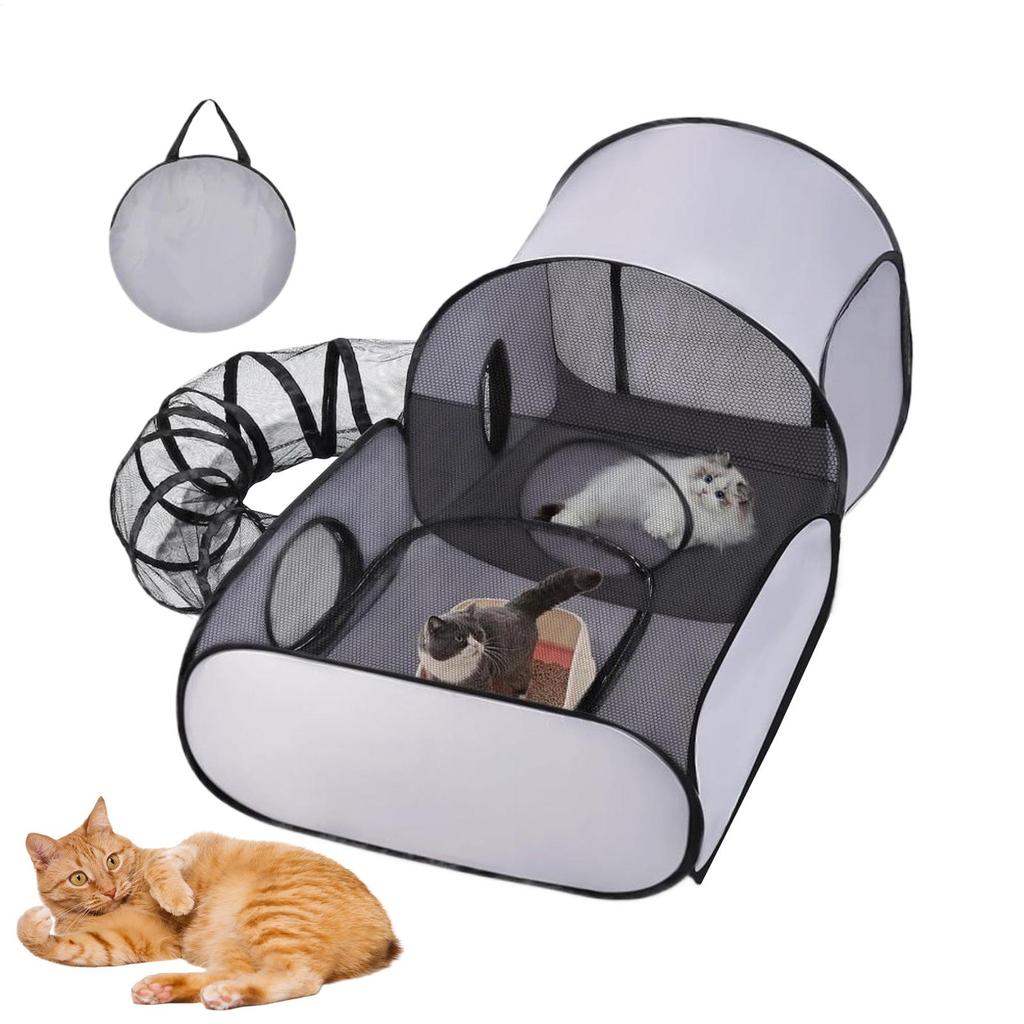 Portable Cat Playpen Cat Enclosure Tunnels Dog Play Pen Foldable Enclosure House Interactive Toys Exercise Playground For Kitten