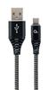 Cablexpert Premium Cotton Braided Type-C USB Charging and Data Cable, 1 M | CC-USB2B-AMCM-1M-BW