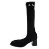 Fashion Elastic Boots for WomenAutumn New Style Long Thigh-high Boots with Thick Heels and Small Square Heads Slender High Boots