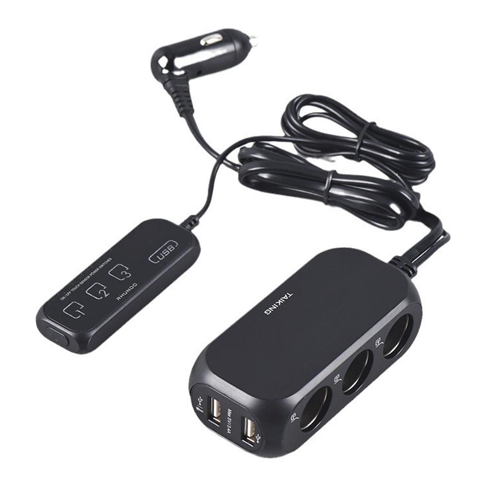 

12 В автомобильный прикуриватель, 3-канальный разветвитель, автомобильное зарядное устройство с двумя USB-портами и сенсорным переключателем, адаптер для быстрой зарядки, аксессуары