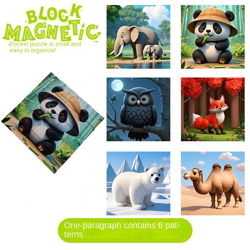 Non-Toxic 3D Magnetic Puzzle Blocks For Kids - Cartoon Dinosaurs Cars Animals Diy Magnetic Building Blocks Toys For Children Adult Toy