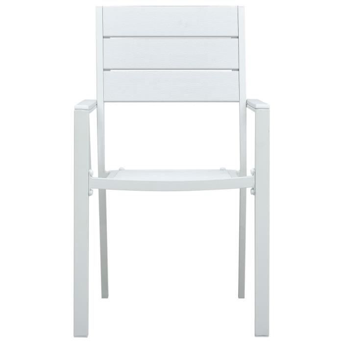 Chaise de jardin - VIDAXL - 4 pcs - Blanc - PEHD - Aspect bois massif - Durable