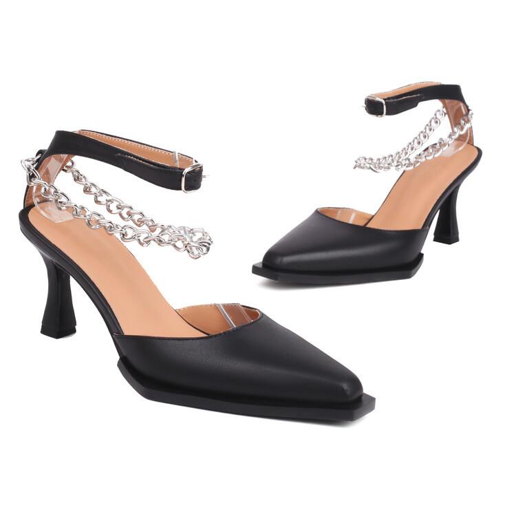 

New Fashion Pointed Chain High Heel Large Back Air Sandals
