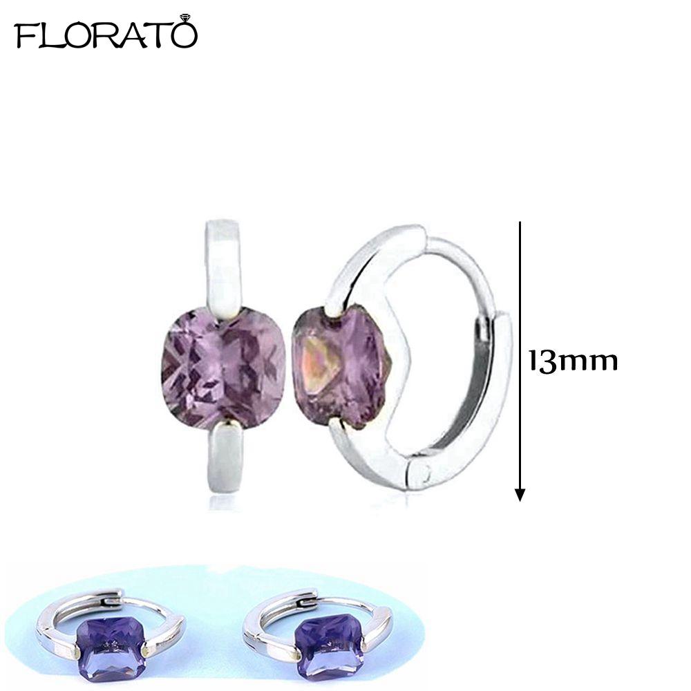 925 Silver Needle Elegant Purple Earrings Exquisite Small Hoop Earrings for Women Fashion Puncture Jewelry Accessories