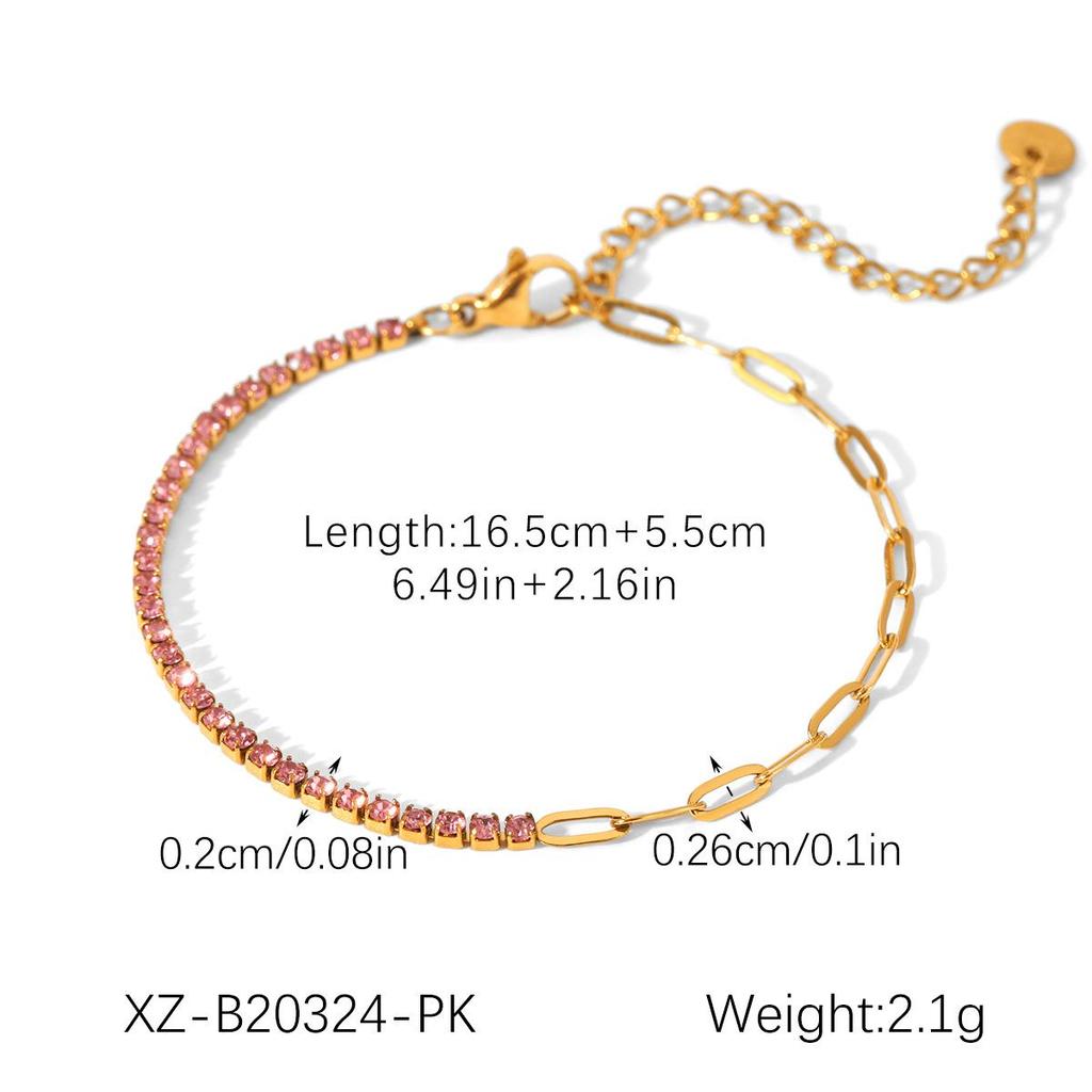 European & American Luxury Colorful Zircon Titanium Steel Women's Layered Bracelet