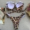 Sexy Ruffles Strapless Bikinis Sets Women Leopard Print Swimsuit Two Pieces Biquini Push Up Bandeau Lady Swimwear Bathing Suits
