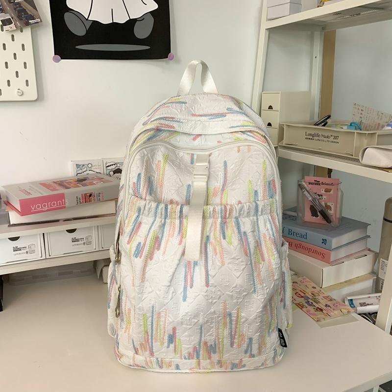Junior High School Schoolbag Colorful Embroidery Women's Large Capacity Backpack Student Backpack