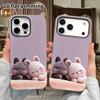 Phone Case: 2D flat design suitable for iPhone 18 17 16 15 14 13 Pro film protective case, couple style, gray rabbit and white rabbit, Christmas and H