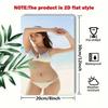 Hisun Tin Sign HD Metal Tin Sign Stunning Asian Beauty in White Bikini at Beach Wall Art Retro Metal Plaque for Home Decor x Inch