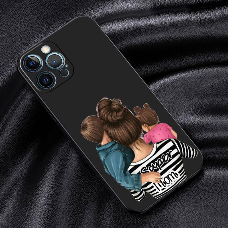 Case for Apple iPhone 11 XR XS X 13 Pro Max 14 Plus 12 Mini SE 7 8 6S 11pro 6 Black Brown Hair Girl TPU Soft Shockproof Cover