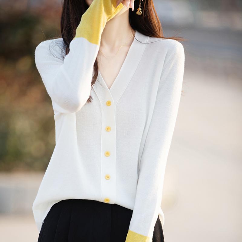 Cardigan da donna leggero 50% lana 50% seta di gelso - Maglieria versatile per 4 stagioni per comfort e stile tutto l'anno