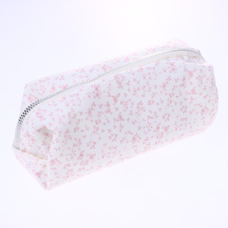 1Pcs Large Capacity Pencil Pouch Pink Small Floral Pencil Case Handheld Pen Bag Cosmetic Portable Gift For Office School Teen
