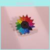 Creative Colorful Rainbow Sunflower Brooch Artistic Badge Pin Beautiful Floral Alloy Accessory
