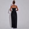 Summer new celebrity temperament sexy slim glitter tube top split dress women