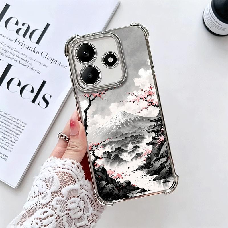 

Japanese Minimalist Pine Tree Plating Phone Case For Xiaomi Redmi Note 14 15 Pro Plus 13 12 11 11S 11T 10 9S 9 5G Anti-Fall Aira Redmi Note 12 Pro 5G