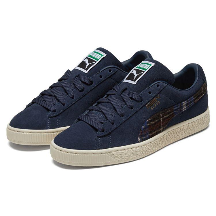 Puma Suede Classic Flannel Plaid Low-Top Sneakers Unisex Sneakers Blue 384605-02