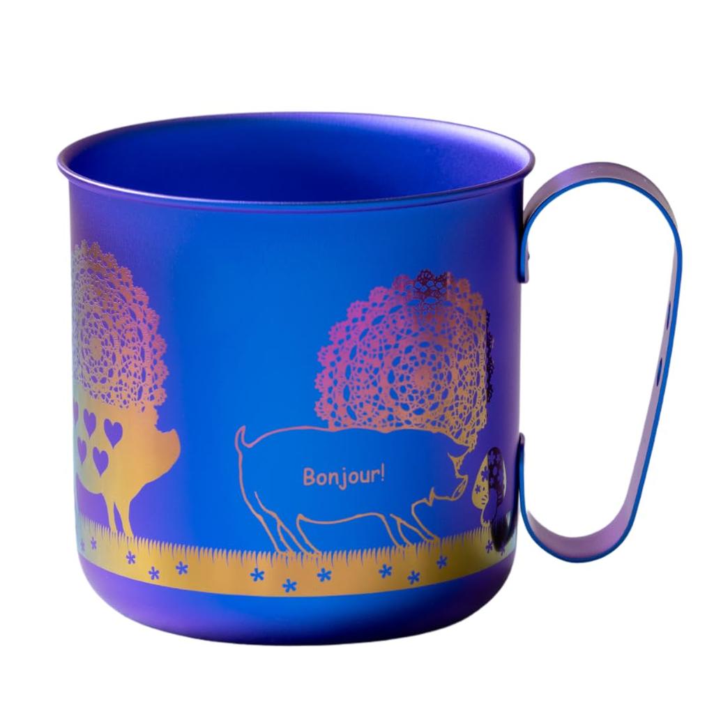 HORIE Pure Titanium Design Animal Kids Mug, Design, Outdoor, Gift, Lightweight, Rust-Resistant (TMA-213A)