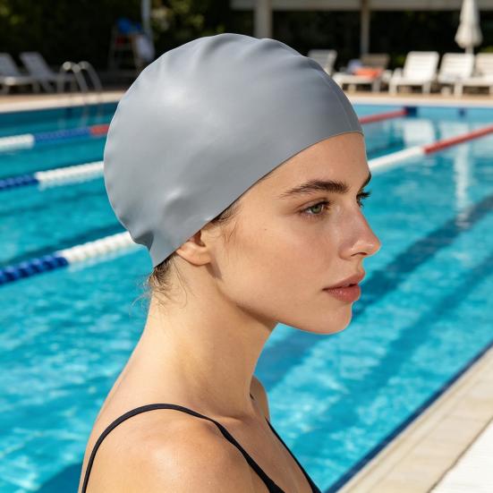 Adults Silicone Swim Cap Water Resistant Non-slip Elastic Long Short Hair Swimming Hat Solid Color Universal Men Women Swimming Pool Cap