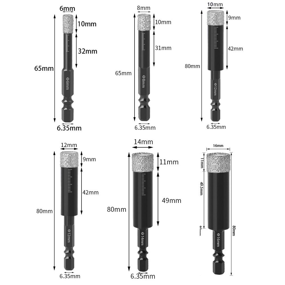 Hex Shank Tile Hole Opener 5-16mm Diamond Drill Bit  for Granite Ceramic Tile Stone Glass