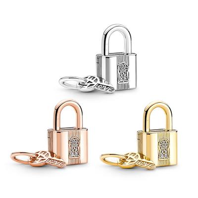 925 Silver Padlock Key Charms Beads for 3mm Bracelet Necklace Women DIY Jewelry Gifts Fine Dangle Pendant