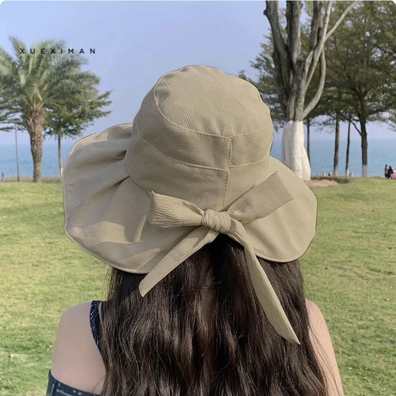 XUEXIMAN New Sun Protection Hat for Women, Summer Black Gel UV-Resistant Bowler Fisherman Hat with Wide Brim for Face And Sun Protectio