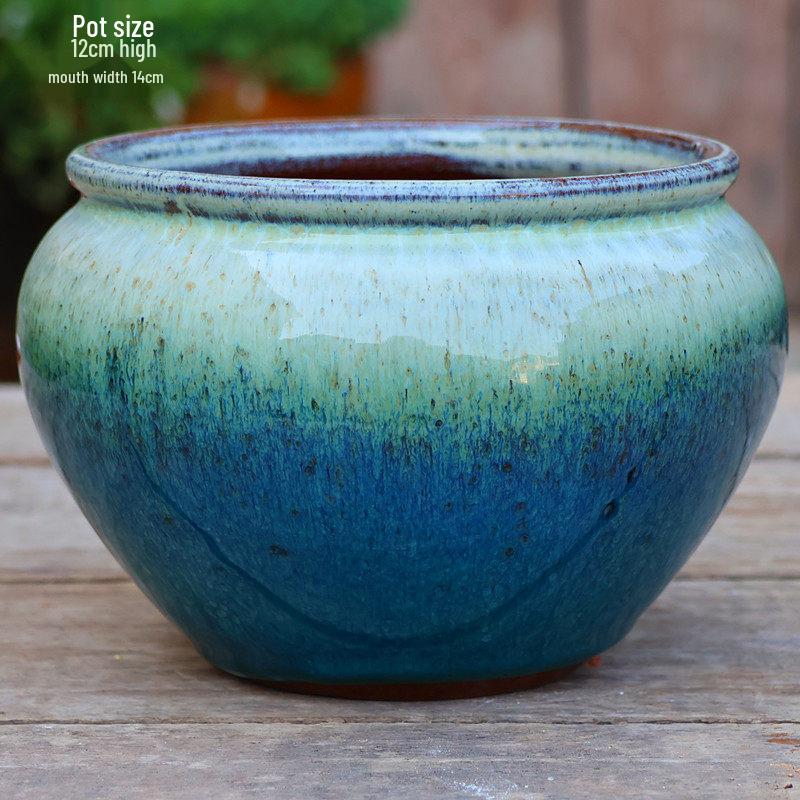 Handmade Large Coarse Pottery Succulent Flower Pot – Round Purple Sand Ceramic Planter