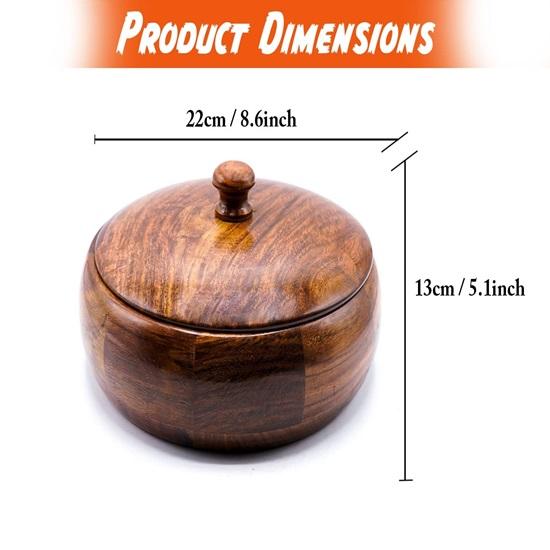 Drewniane zapiekanki ręcznie rzeźbione pojemnik do przechowywania Roti pudełko Chapati, gorący garnek, zapiekanka, Roti Dabba z pokrywką do kuchni