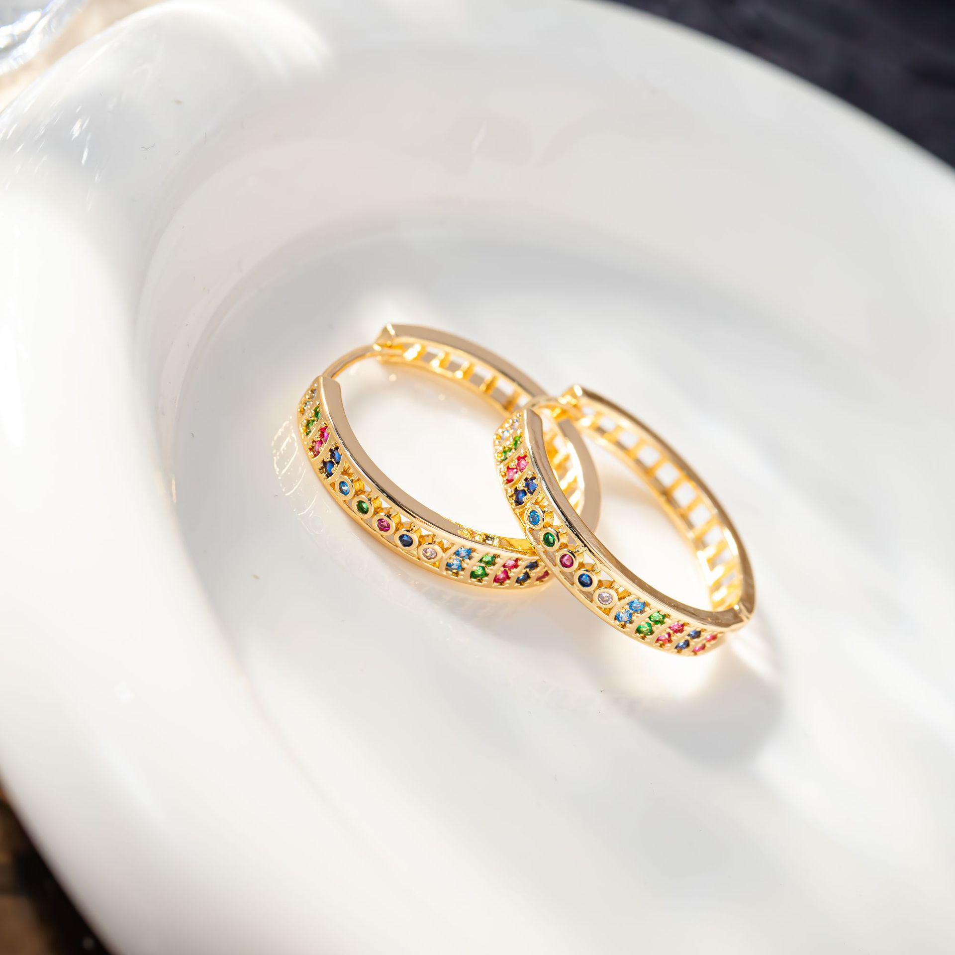 Middle Eastern Style Rhinestone  Zirconia Hoop Earrings with Colorful Star Pendant